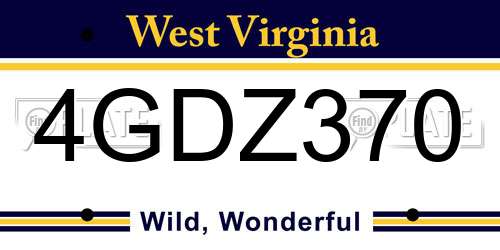 4GDZ370 West Virginia License Plate