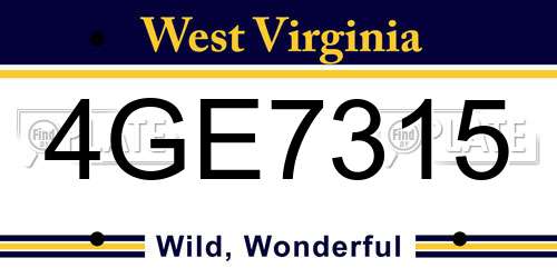 4GE7315 West Virginia License Plate