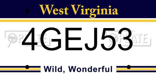4GEJ53 West Virginia License Plate