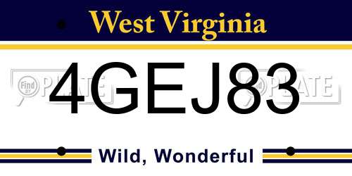 4GEJ83 West Virginia License Plate