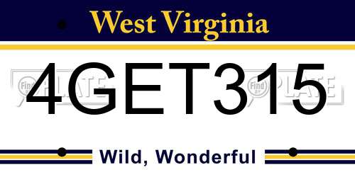 4GET315 West Virginia License Plate