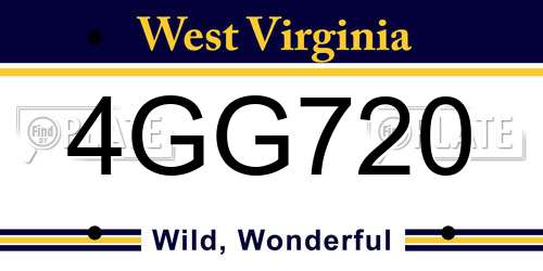 4GG720 West Virginia License Plate