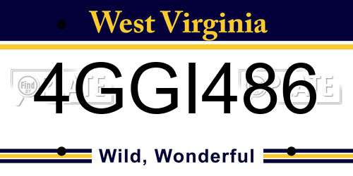 4GGI486 West Virginia License Plate