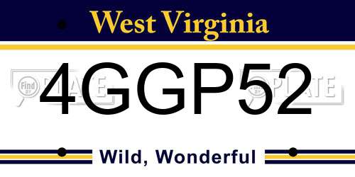 4GGP52 West Virginia License Plate