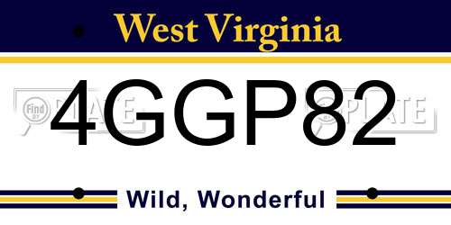 4GGP82 West Virginia License Plate