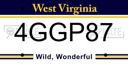 4GGP87 West Virginia License Plate