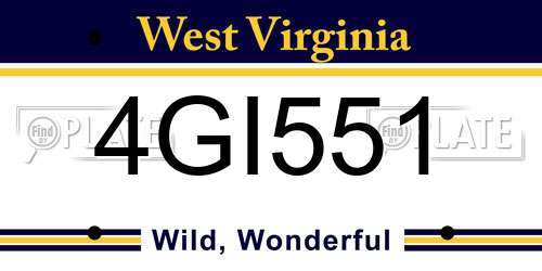4GI551 West Virginia License Plate