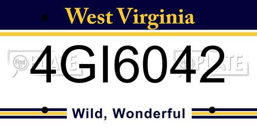 4GI6042 West Virginia License Plate