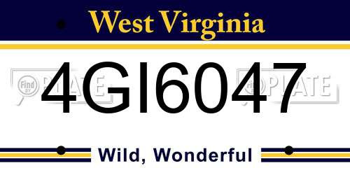 4GI6047 West Virginia License Plate