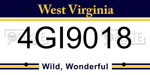 4GI9018 West Virginia License Plate