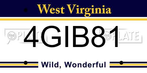 4GIB81 West Virginia License Plate