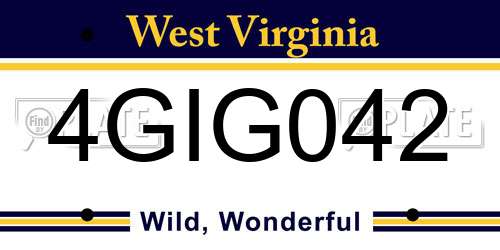 4GIG042 West Virginia License Plate