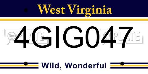4GIG047 West Virginia License Plate