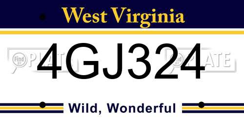 4GJ324 West Virginia License Plate