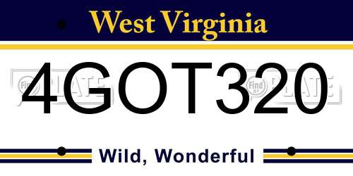 4GOT320 West Virginia License Plate