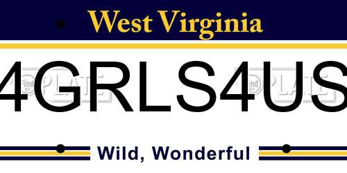 4GRLS4US West Virginia License Plate
