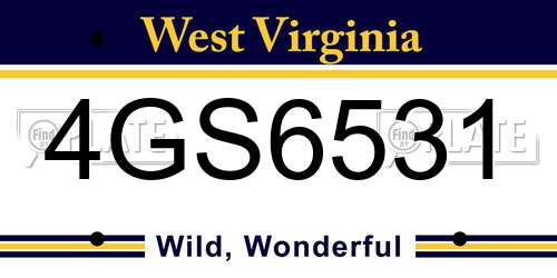 4GS6531 West Virginia License Plate