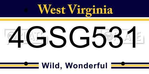 4GSG531 West Virginia License Plate