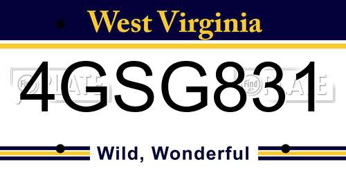 4GSG831 West Virginia License Plate