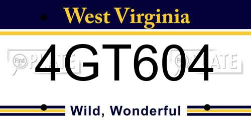 4GT604 West Virginia License Plate