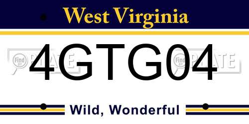 4GTG04 West Virginia License Plate