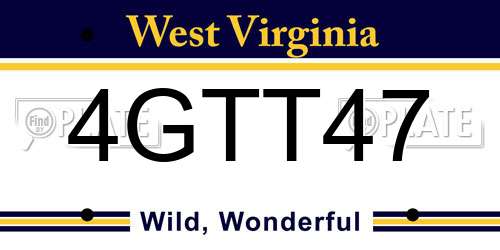 4GTT47 West Virginia License Plate