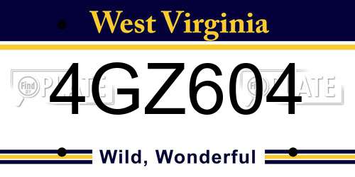 4GZ604 West Virginia License Plate