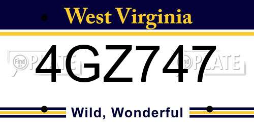 4GZ747 West Virginia License Plate