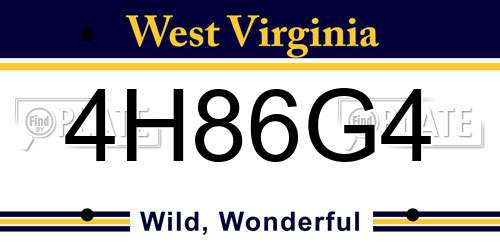 4H86G4 West Virginia License Plate