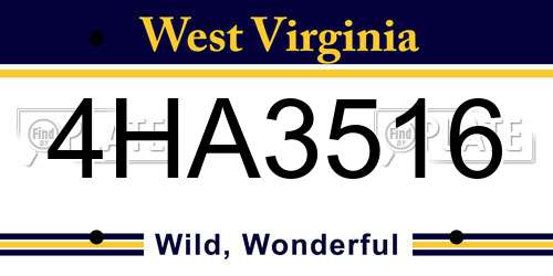 4HA3516 West Virginia License Plate