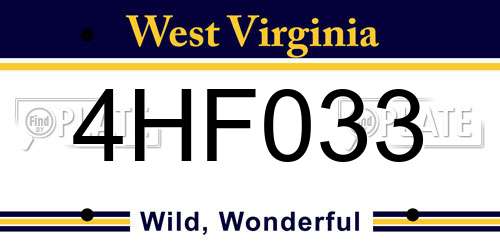 4HF033 West Virginia License Plate