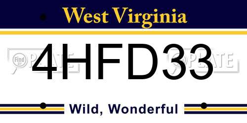 4HFD33 West Virginia License Plate
