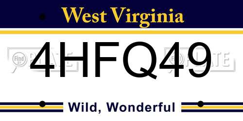 4HFQ49 West Virginia License Plate