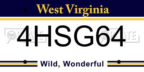 4HSG64 West Virginia License Plate