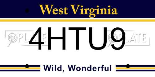 4HTU9 West Virginia License Plate