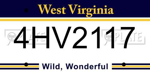 4HV2117 West Virginia License Plate