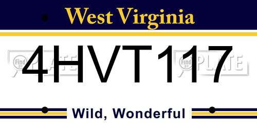 4HVT117 West Virginia License Plate