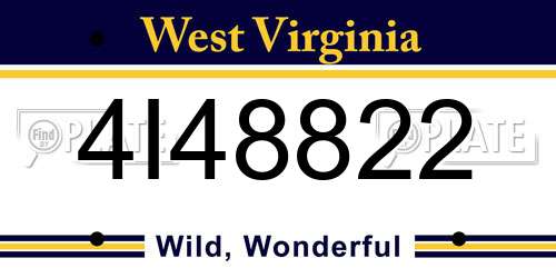 4I48822 West Virginia License Plate