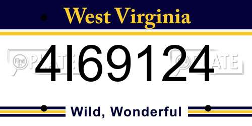 4I69124 West Virginia License Plate