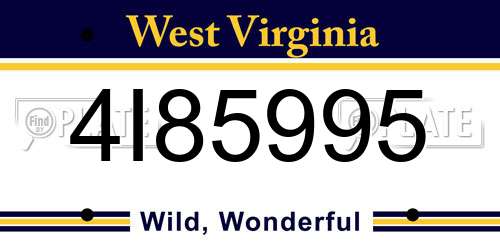 4I85995 West Virginia License Plate