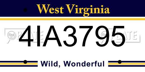 4IA3795 West Virginia License Plate