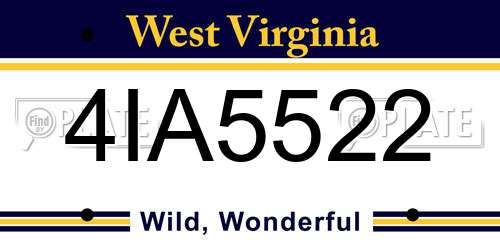 4IA5522 West Virginia License Plate