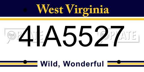 4IA5527 West Virginia License Plate