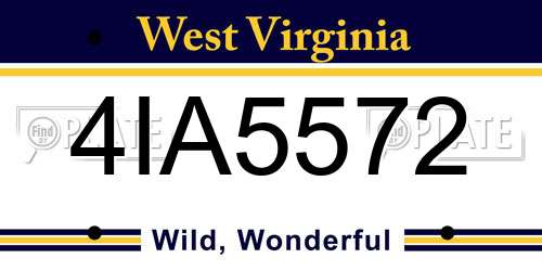 4IA5572 West Virginia License Plate