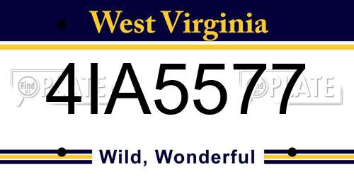 4IA5577 West Virginia License Plate