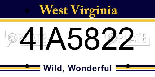 4IA5822 West Virginia License Plate