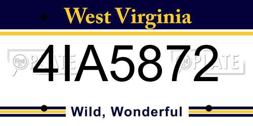 4IA5872 West Virginia License Plate
