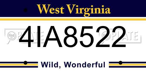 4IA8522 West Virginia License Plate