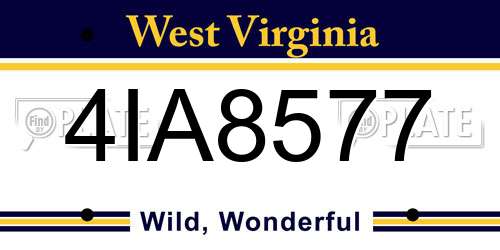 4IA8577 West Virginia License Plate