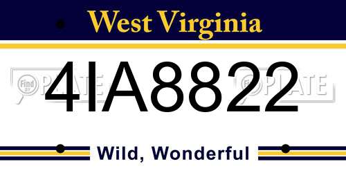 4IA8822 West Virginia License Plate